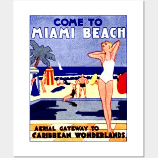 1935 Come to Miami Beach Florida Posters and Art